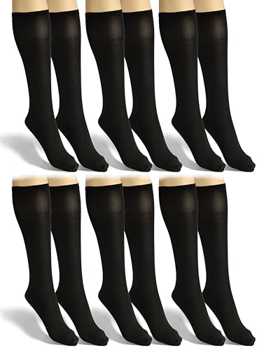 sesto senso 6 Paar Damen Kniestrümpfe Schwarz Microfaser Blickdicht 40 Den Kniesocken Bunt Seidenglatt Black von sesto senso