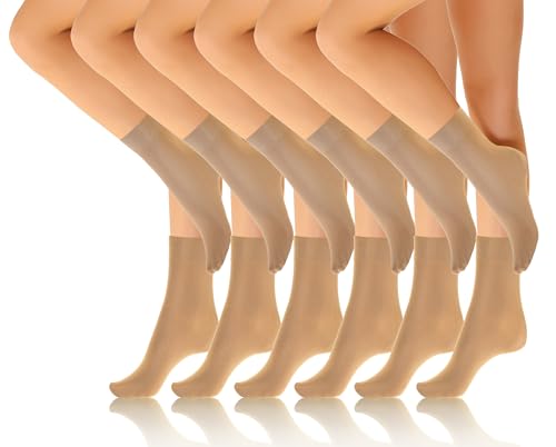 sesto senso 6 Paar Damen Söckchen Mikrofaser hautfarbe Einheitsgröße Seidenfein Socken 40 DEN Schuhsöckchen Hautfarbe Beige 6x1pack von sesto senso