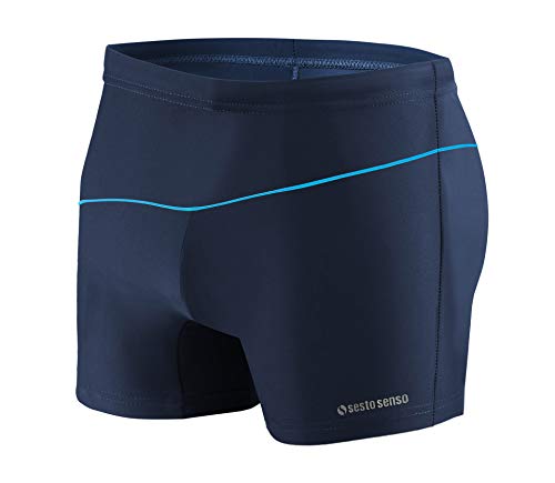 sesto senso Badehose Herren Eng Wettkampf Wasserdicht Schwimmhose M bis 4XL Enganliegende Bademode BD 314 4XL Navy Blau von sesto senso