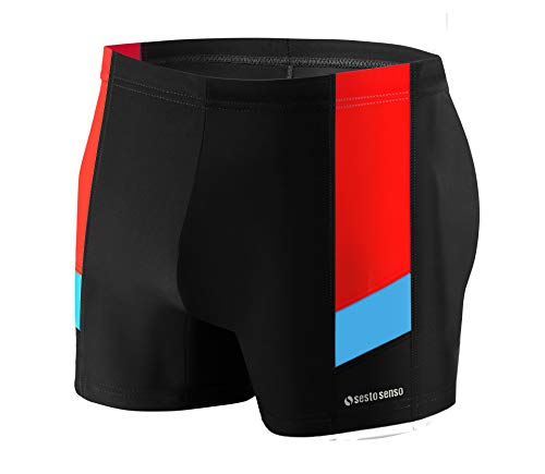 sesto senso Badehose Herren Eng Wettkampf Wasserdicht Schwimmhose M bis 4XL Enganliegende Bademode BD 381 3XL Schwarz von sesto senso