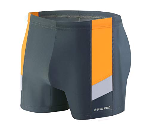 sesto senso Badehose Herren Eng Wettkampf Wasserdicht Schwimmhose M bis 4XL Enganliegende Bademode BD 381 L Grau Graphit von sesto senso