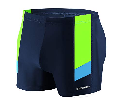sesto senso Badehose Herren Eng Wettkampf Wasserdicht Schwimmhose M bis 4XL Enganliegende Bademode BD 381 L Navy Blau von sesto senso