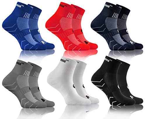 sesto senso Baumwolle Sportsocken Damen Herren Bunte Sport Socken 6 Paar Blau Rot Dunkelblau Grau Weiß 35-38 6 Pack Schwarz von sesto senso