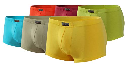 sesto senso Boxershorts Herren Microfaser Bambus 6er Pack Retroshorts Unterhose Mini Boxers 6 Rot Mix M von sesto senso