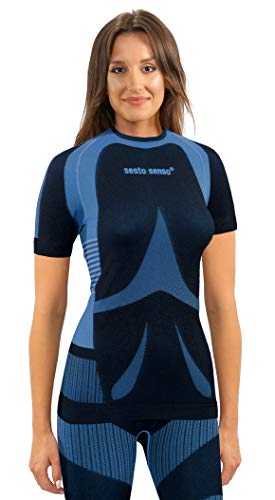 sesto senso Damen Funktionsunterwäsche Kurzarm Shirt Sportunterwäsche S Blau Himmelblau Türkis von sesto senso