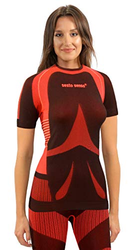 sesto senso Damen Funktionsunterwäsche Kurzarm Shirt Sportunterwäsche S Rosa Rot Coral von sesto senso