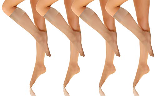 sesto senso Damen Kniestrümpfe Dünn 15 den 4 Paar Halb Matt Transparent Safari 2x2pack von sesto senso