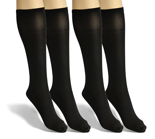 sesto senso Damen Kniestrümpfe Schwarz Microfaser Blickdicht 40 Den 2 Paar Kniesocken Bunt Seidenglatt Black von sesto senso