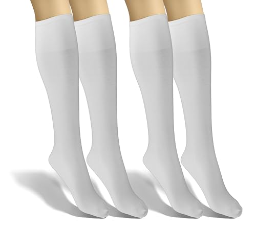 sesto senso Damen Kniestrümpfe Weiß Microfaser Blickdicht 40 Den 2 Paar Kniesocken Bunt Seidenglatt Weiss White von sesto senso