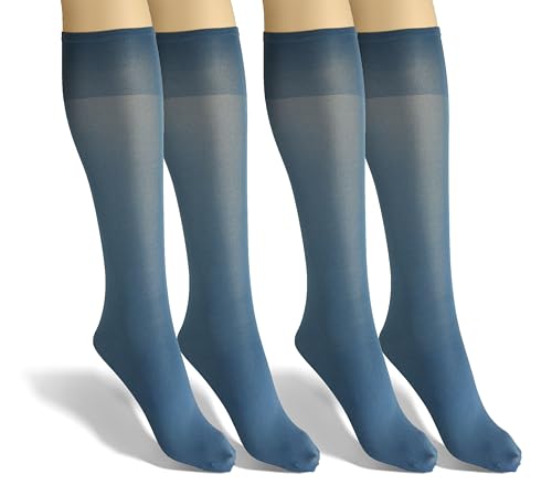 sesto senso Damen Kniestrümpfe himmelblau hellblau Microfaser Blickdicht 40 Den 2 Paar Kniesocken Bunt Seidenglatt Midnight von sesto senso