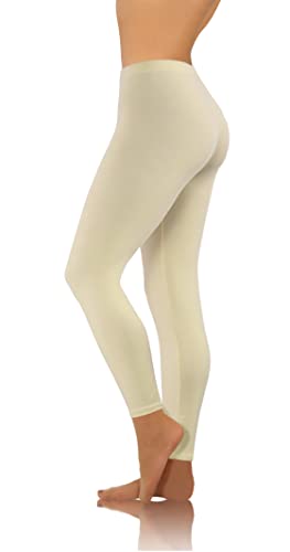 sesto senso Damen Leggings Beige Hautfarbe Lang Baumwolle Mädchen Fitnesshose Sporthose Bunte Yoga 4XL Beige von sesto senso