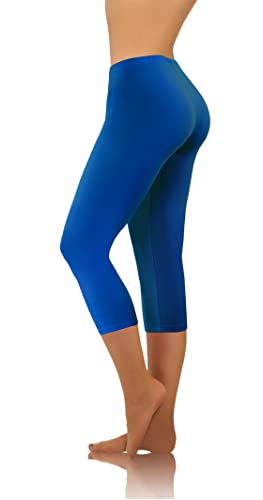 sesto senso Damen Leggings Blau 3/4 Lang Baumwolle Mädchen Fitnesshose Sporthose Bunte Yoga 4XL Blue von sesto senso