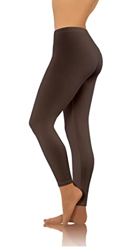 sesto senso Damen Leggings Braun Lang Baumwolle Mädchen Fitnesshose Sporthose Bunte Yoga XL Brown von sesto senso