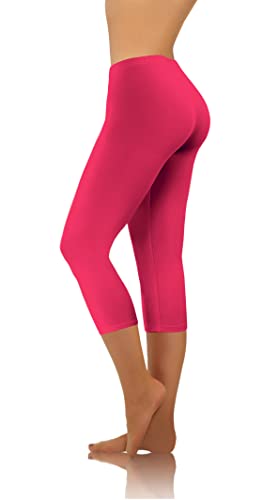 sesto senso Damen Leggings Corallenfarbe 3/4 Lang Baumwolle Mädchen Fitnesshose Sporthose Bunte Yoga 3XL Coral von sesto senso