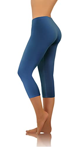 sesto senso Damen Leggings Denim 3/4 Lang Baumwolle Mädchen Fitnesshose Sporthose Bunte Yoga 3XL Jeans von sesto senso