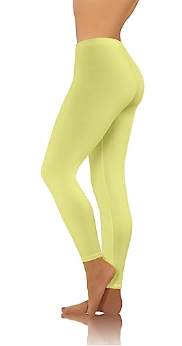 sesto senso Damen Leggings Gelb Lang Baumwolle Mädchen Fitnesshose Sporthose Bunte Yoga 4XL Yellow von sesto senso