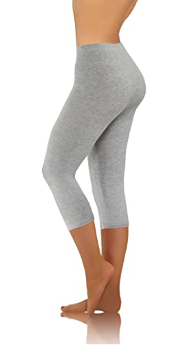 sesto senso Damen Leggings Leichte Melange 3/4 Lang Baumwolle Mädchen Fitnesshose Sporthose Bunte Yoga 4XL Melange von sesto senso