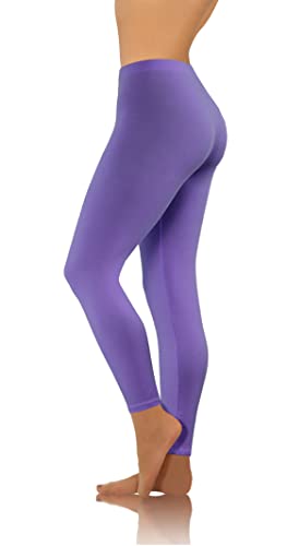 sesto senso Damen Leggings Lila Lang Baumwolle Mädchen Fitnesshose Sporthose Bunte Yoga 3XL Purple von sesto senso