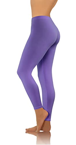 sesto senso Damen Leggings Lila Lang Baumwolle Mädchen Fitnesshose Sporthose Bunte Yoga L Purple von sesto senso