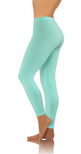 sesto senso Damen Leggings Mint Lang Baumwolle Mädchen Fitnesshose Sporthose Bunte Yoga 3XL Mint von sesto senso