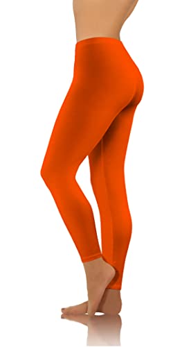 sesto senso Damen Leggings Orange Lang Baumwolle Mädchen Fitnesshose Sporthose Bunte Yoga 3XL Orange von sesto senso