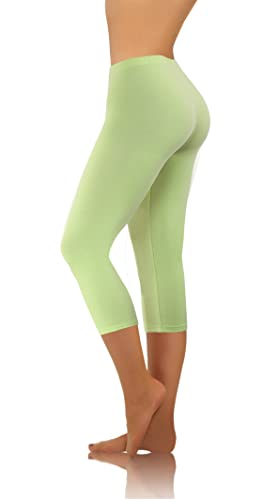 sesto senso Damen Leggings Pistazienfarbe 3/4 Lang Baumwolle Mädchen Fitnesshose Sporthose Bunte Yoga XL Pistachio von sesto senso