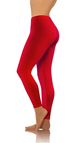 sesto senso Damen Leggings Rot Lang Baumwolle Mädchen Fitnesshose Sporthose Bunte Yoga 4XL Red von sesto senso