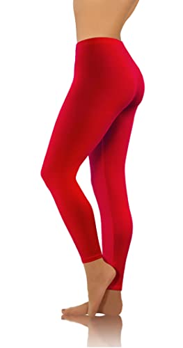 sesto senso Damen Leggings Rot Lang Baumwolle Mädchen Fitnesshose Sporthose Bunte Yoga L Red von sesto senso