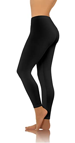 sesto senso Damen Leggings Schwarz Lang Baumwolle Mädchen Fitnesshose Sporthose Bunte Yoga 3XL Black von sesto senso