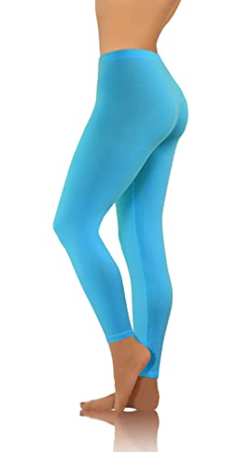 sesto senso Damen Leggings Türkis Lang Baumwolle Mädchen Fitnesshose Sporthose Bunte Yoga L Turquoise von sesto senso