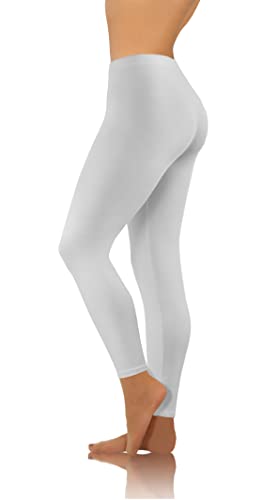 sesto senso Damen Leggings Weiß Lang Baumwolle Mädchen Fitnesshose Sporthose Bunte Yoga 3XL White von sesto senso