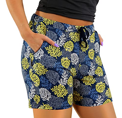 sesto senso Damen Loungehose Schlafanzughose Kurz Shorts Baumwolle Schlafhose Webshort M 2525/04 Koral von sesto senso