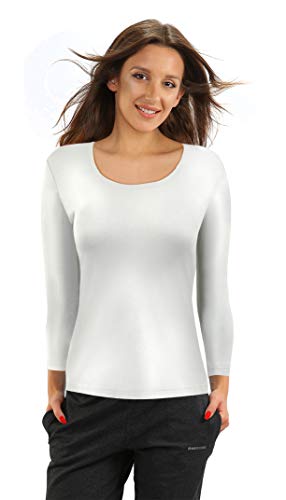 sesto senso Damen Oberteile Langarm Viskose Bluse Langarmshirt Rundhals XL White von sesto senso