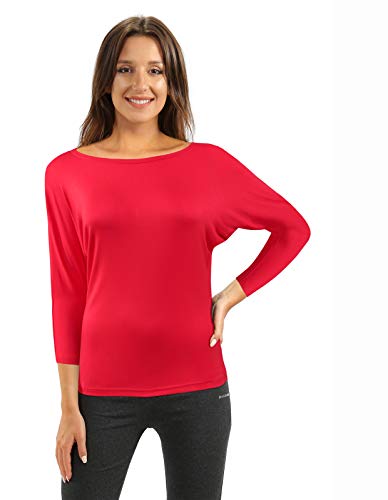 sesto senso Damen Oberteile Langarm Viskose Bluse Rundhals Langarmshirt 3/4 Arm L Cayenne von sesto senso