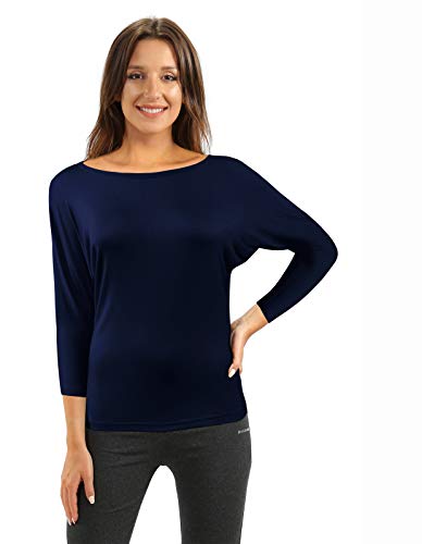 sesto senso Damen Oberteile Langarm Viskose Bluse Rundhals Langarmshirt 3/4 Arm L Eclipse von sesto senso