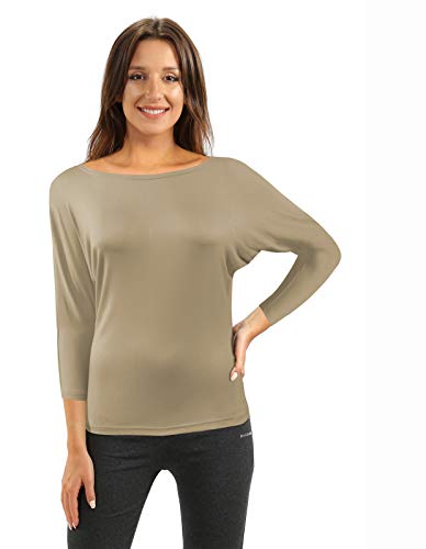 sesto senso Damen Oberteile Langarm Viskose Bluse Rundhals Langarmshirt 3/4 Arm L Tuffet von sesto senso