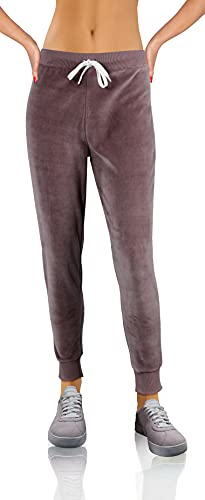 sesto senso Damen Samt Velours Jogginghose Lange Sporthosen Velourshose Slim fit Sporthose Yoga Freizeithose S Beerenfarbe von sesto senso