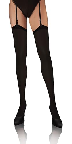 sesto senso Strapsstrümpfe für Damen Blickdicht 40 Den Strümpfe zum Anstrapsen Strumpfhose mit Strumpfhalter Strapse 5/6 XL-XXL Schwarz von sesto senso