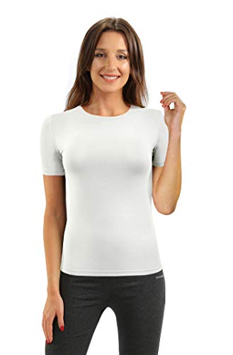 sesto senso Damen T-Shirt Kurzarm Rundhals Einfarbig Viskose S Weiß von sesto senso