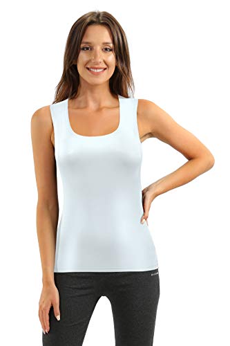 sesto senso Damen Tank Top Rundhals Ärmelloses Viskose L Weiß von sesto senso