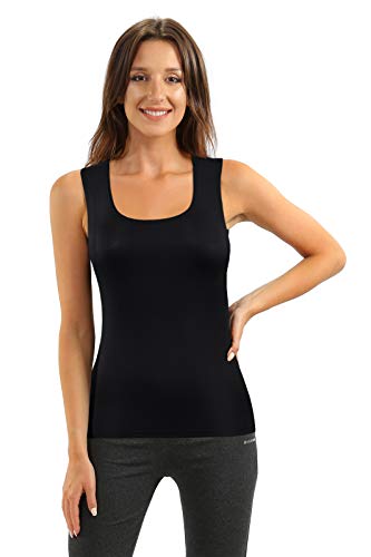 sesto senso Damen Tank Top Rundhals Ärmelloses Viskose XXL Schwarz von sesto senso