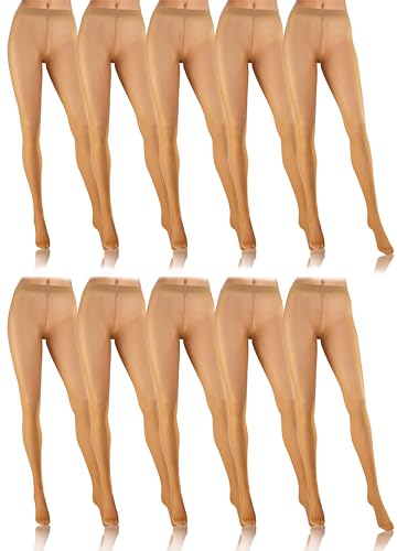 sesto senso Hautfarbe Strumpfhose Damen 10er Pack 8 Den Feinstrumpfhose Transparent Beige 4 Antylop von sesto senso