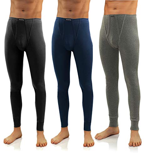 sesto senso Herren 3er Pack Lange Unterhose 114 Modell (M, Schwarz/Dunkelmelange/Melange) von sesto senso