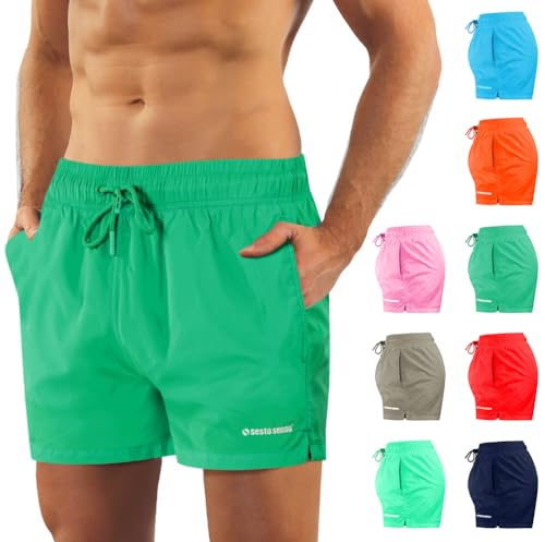 sesto senso Herren Badehose Grün Modische Farben Badeshorts Innenfutter Slim-Fit Beachshorts SZ2401 M Green von sesto senso