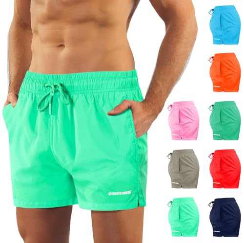 sesto senso Herren Badehose Mint Modische Farben Badeshorts Innenfutter Slim-Fit Beachshorts SZ2401 M Mint von sesto senso