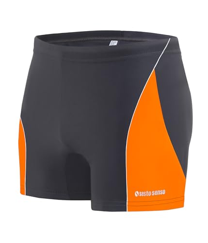 sesto senso Herren Badehose sportlich wasserdicht zum Schwimmen in Größe 4XL Graphit – enganliegende Bademode von sesto senso