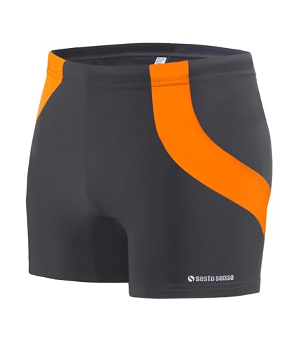 sesto senso Herren Badehose sportlich wasserdicht zum Schwimmen in Größe 4XL Graphit – enganliegende Bademode von sesto senso