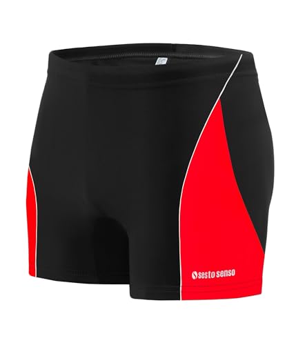 sesto senso Herren Badehose sportlich wasserdicht zum Schwimmen in Größe XL Schwarz – enganliegende Bademode von sesto senso