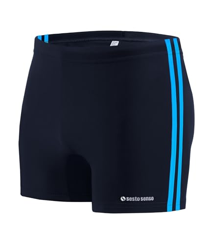 sesto senso Herren Badehose sportlich wasserdicht zum Schwimmen in Größe XXL Blau – enganliegende Bademode von sesto senso