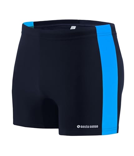 sesto senso Herren Badehose sportlich wasserdicht zum Schwimmen in Größe XXL Blau – enganliegende Bademode von sesto senso